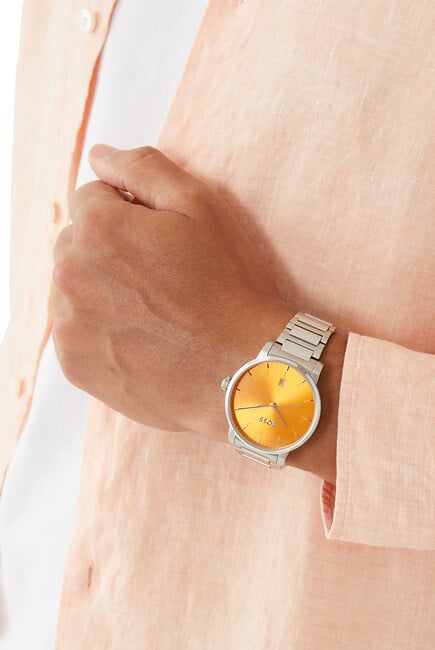 Dean H-Link Bracelet Watch with Orange Dial