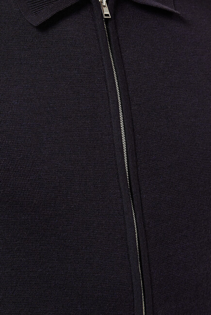 Zip Polo Cardigan in Regal Wool