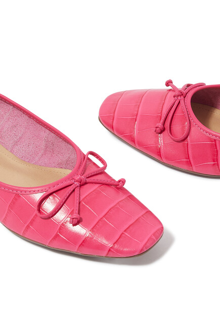 Croc-Embossed Ballerina Flats