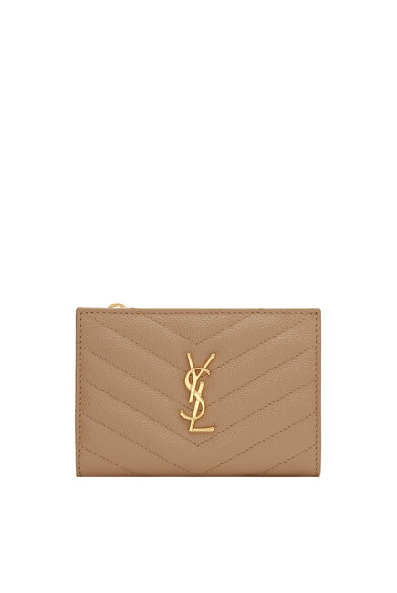 Shop Saint Laurent Cassandre Matelasse Fragments Zipped Bi-fold