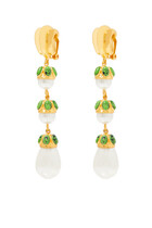 Delfina Earrings, 24k Yellow Gold-Plated Brass with Turquoise & Pearl