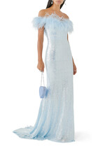 Off Shoulder Feather Gown