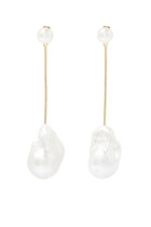Petunia Drop Earrings, 14k Vermeil & Pearl