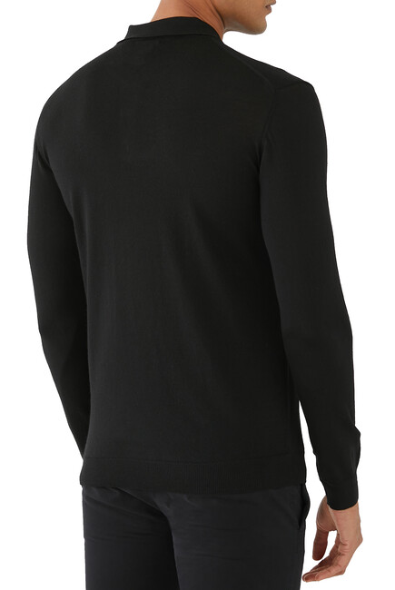 Long-Sleeve Knit Polo Shirt