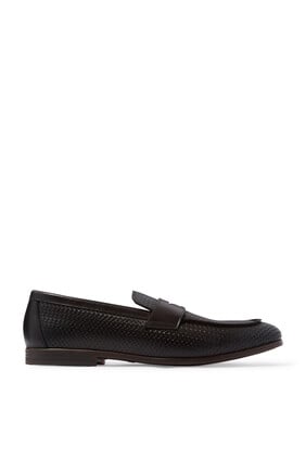 Woven Penny Loafer in Leather