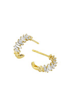 Fireworks Diamond Baguette Hoop Earrings, 18k Yellow Gold & Diamonds