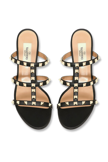  Rockstud Leather Slides