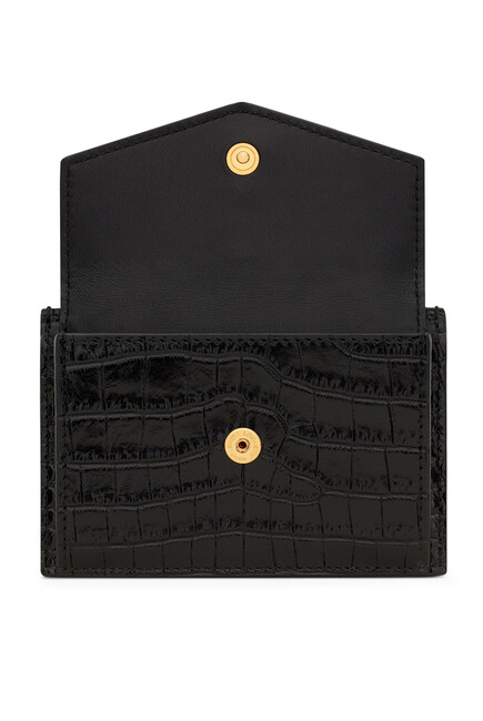 Uptown Card Case In Crocodile-Embossed Leather