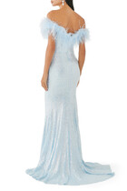 Off Shoulder Feather Gown