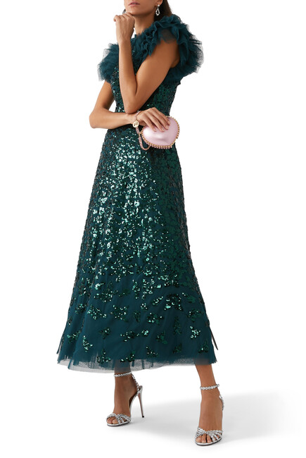 Sequin Rose Ankle Gown