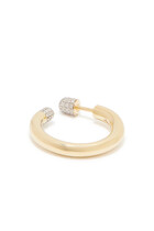 Large Tube Earring, 14K Yellow Gold & Diamond