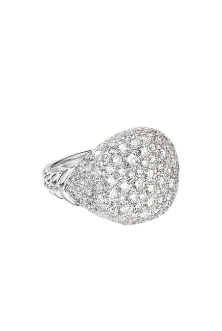 Chevron Pinky Ring, 18k White Gold & Diamond