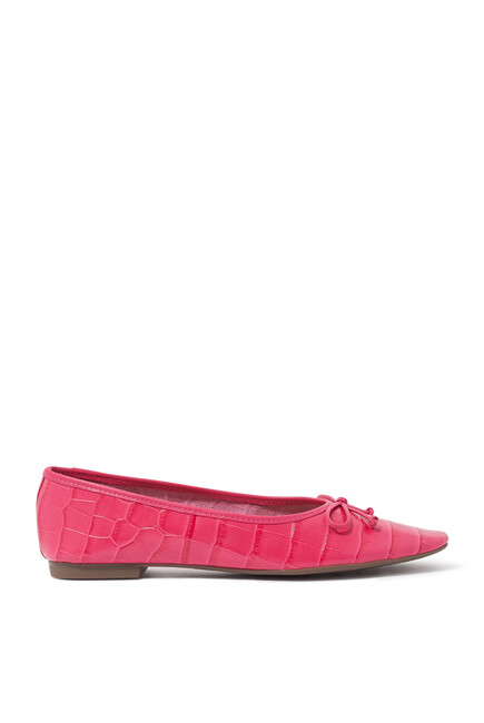 Croc-Embossed Ballerina Flats