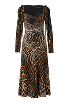 Leopard Crepe De Chine Cinched Dress