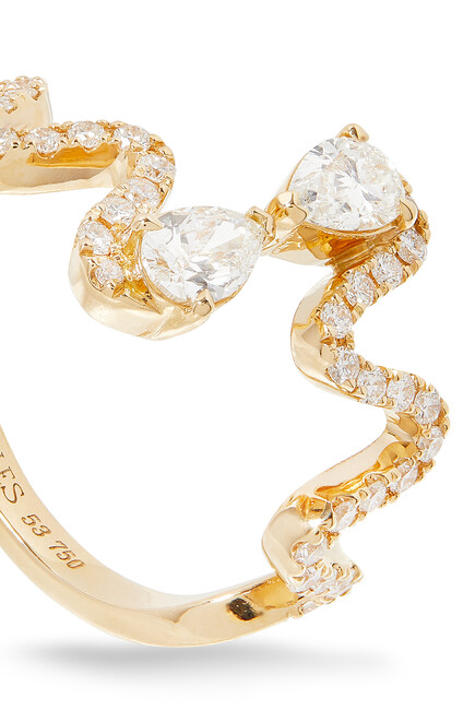 Wave Ring, 18k Yellow Gold & Diamonds