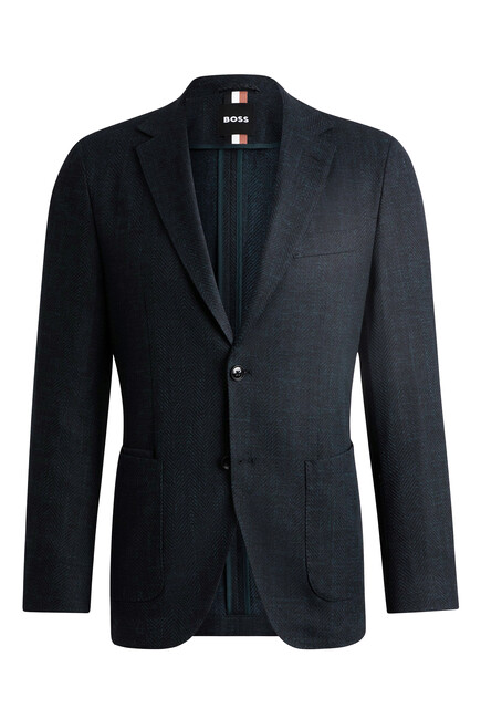 Regular-Fit Jacket In A Herringbone Stretch-Cotton Blend