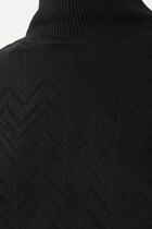 Zigzag Crochet-Knit High-Neck Jumper