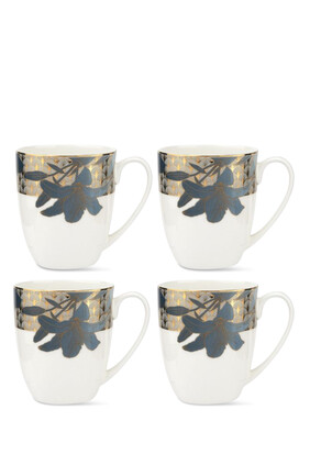 Royal Worcester Blue Lily Mugs, Set of 4