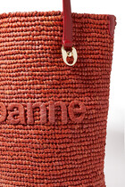 Logo-Embroidered Raffia Tote Bag