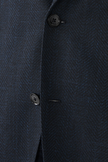 Regular-Fit Jacket In A Herringbone Stretch-Cotton Blend