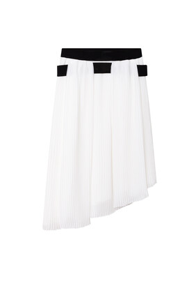 Two-Tone Cotton Pleated Skirt