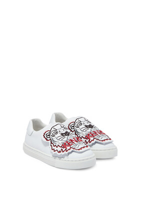 Kids Tiger Print Slip-on Leather Sneakers