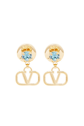 Crystal V Logo Pendant Earrings