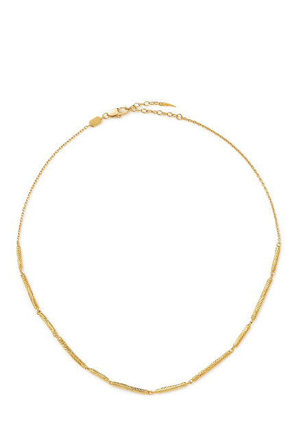 Wavy Ridge Chain Choker, 18k Gold-Plated Brass