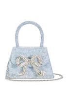 Rhinestone Denim Micro Bow Bag