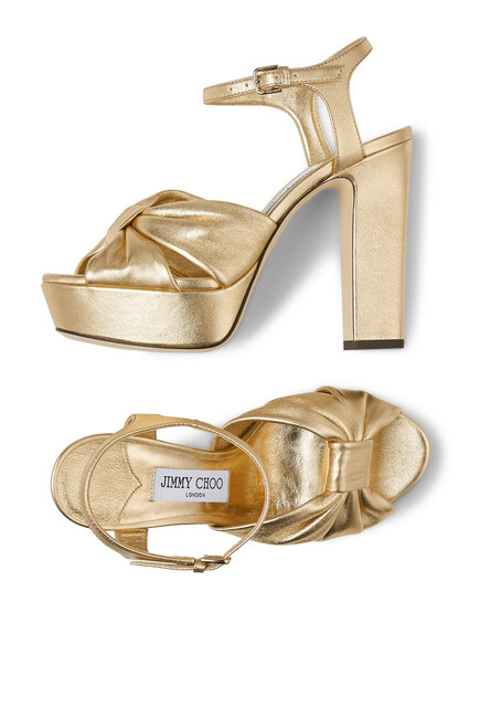 Heloise 120 Gold Soft Mirror Leather Platform Sandals