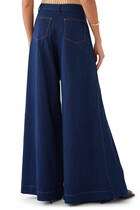 Spliced Wide-Leg Denim Pants