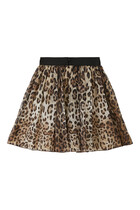 Kids Silk Leopard Midi Skirt