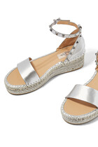 Rockstud 55 Leather Espadrille Wedge Sandals