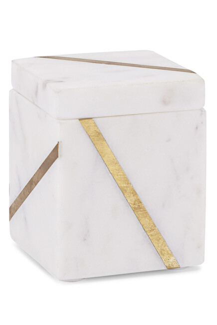 Marble Brass Cotton Jar