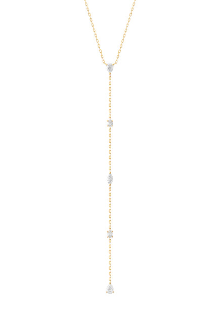 Solitaire 5 Drop Necklace, 18k Yellow Gold with Diamonds