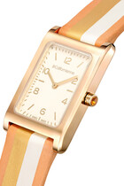 Pearl Rectangular Striped Watch