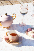 Pinstripe Teacup & Saucer Blush