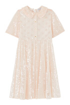 Kids Sequined Dress with Branded Buttons