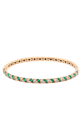Tornado Bracelet, 18k Rose Gold with Green Mother of Pearl & Diamonds