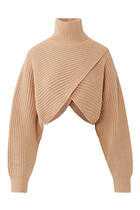 Cross Over Cropped Turtleneck Sweater