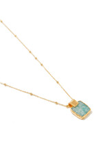 Amazonita Gold Lena Charm Necklace, 18k Gold Plated Vermeil on Sterling Silver