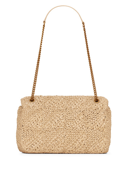 Jamie YSL-logo Raffia Shoulder Bag