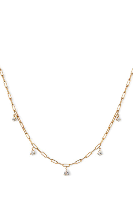 Sparkle Graduated Pear Dangle Chain Necklace, 18k Yellow Gold with Diamonds