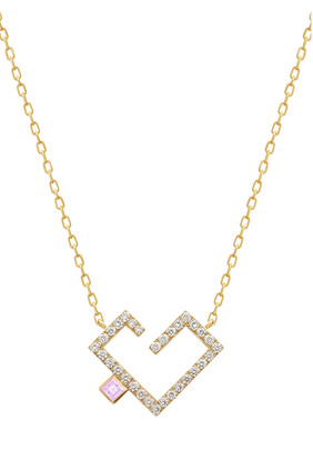 Hubb Small Necklace, 18k Yellow Gold with Pink Sapphire & Diamonds