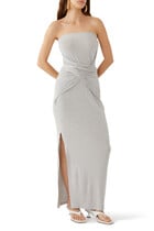 Strapless All in One Side Slit Gown