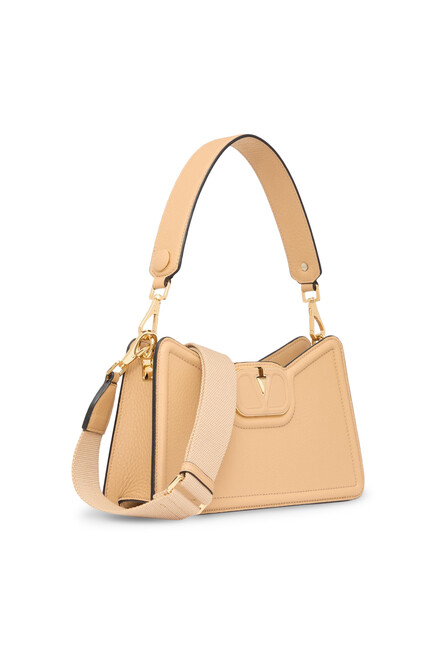 VLogo Leather Shoulder Bag