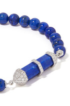 Chakra Medium Horizontal Beaded Bracelet, 18k White Gold with Diamonds & Lapis Lazuli