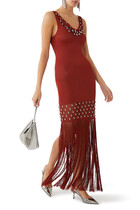 Crochet Embellished Dress with Fringes and Pearls