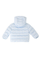 Kids Short Down Jacket with All-Over Logo Detailing and Patch
