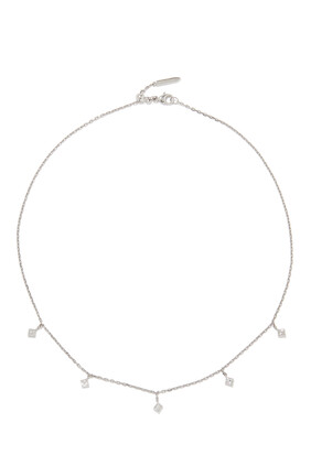 Princess Cut Necklace, 18k White Gold & Diamond